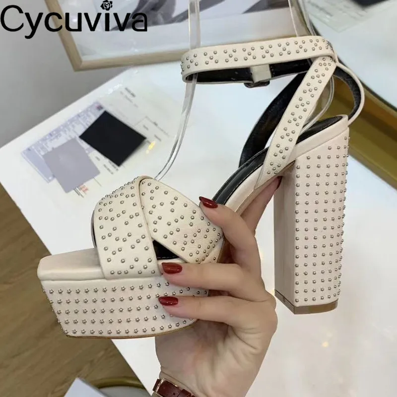 Сандалии женские на очень высоком каблуке удобная классическая обувь массивной