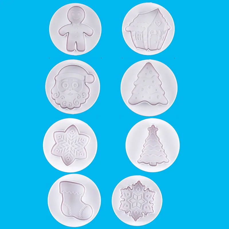 

4pc Christmas Fondant Sugar Craft Spring Plastic Cake Molds DIY Cake Decorating Tools Plunger Paste Sugar Craft Biscuit Mold