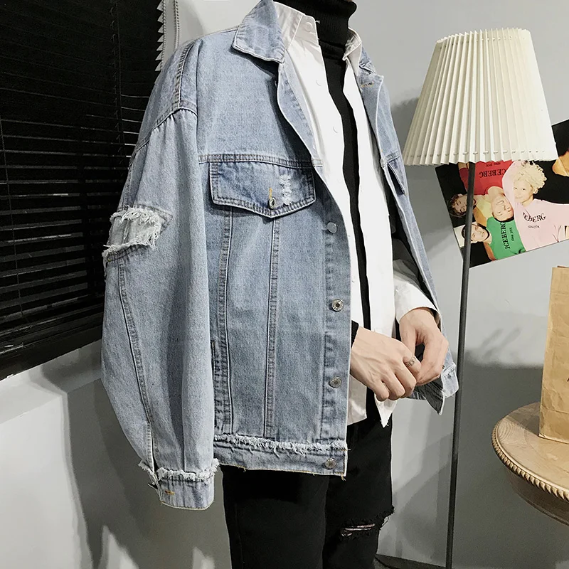 

Джинсовая куртка Broken Denim, свободная Корейская трендовая куртка