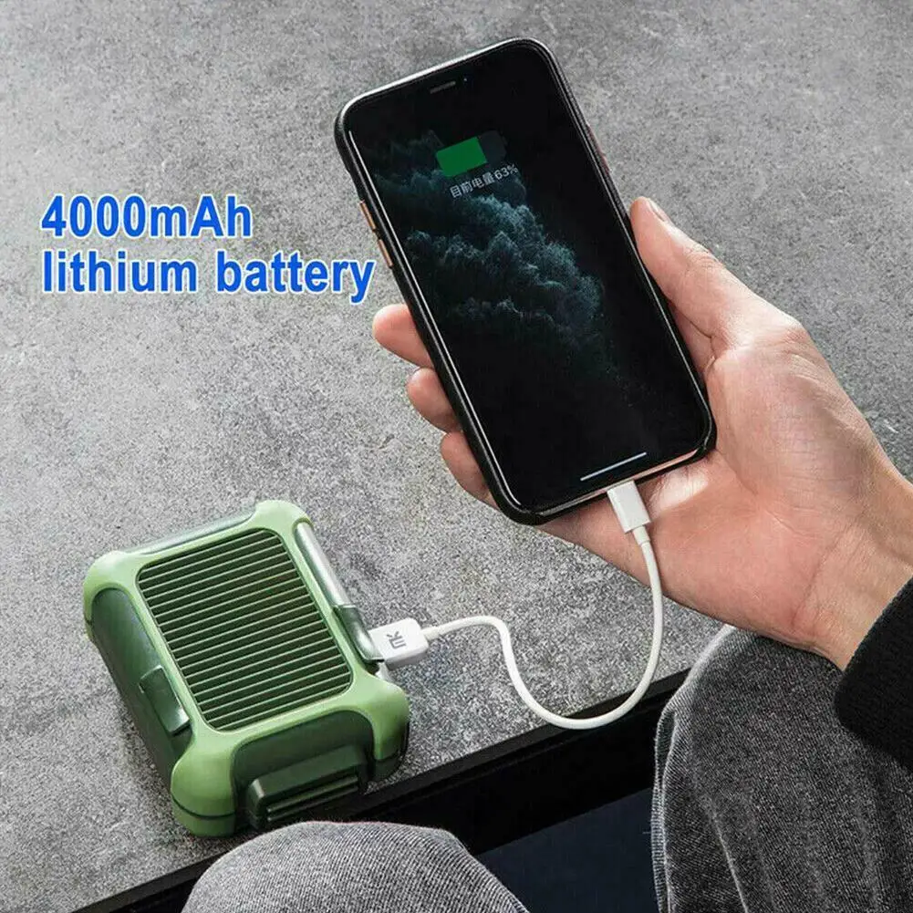 

Lazy Waist Hanging Mini Cooling Fan Sports Rest Portable USB Rechargeable 3 Mode with 360 Rotation Adjustable for Any occasion