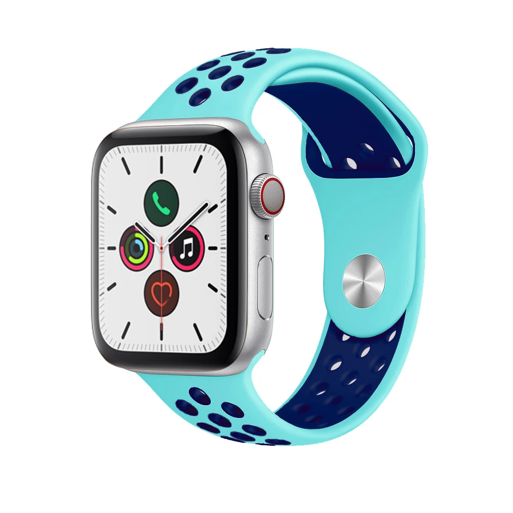 Силиконовый ремешок для apple watch 5 4 band correa apple watch 44 мм 40 мм 42 мм 38 мм iwatch 5 4 3 2 1 спортивный браслет на запястье - Цвет ремешка: green blue