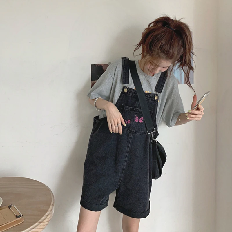 Женские джинсовые комбинезоны без рукавов свободные винтажные повседневные