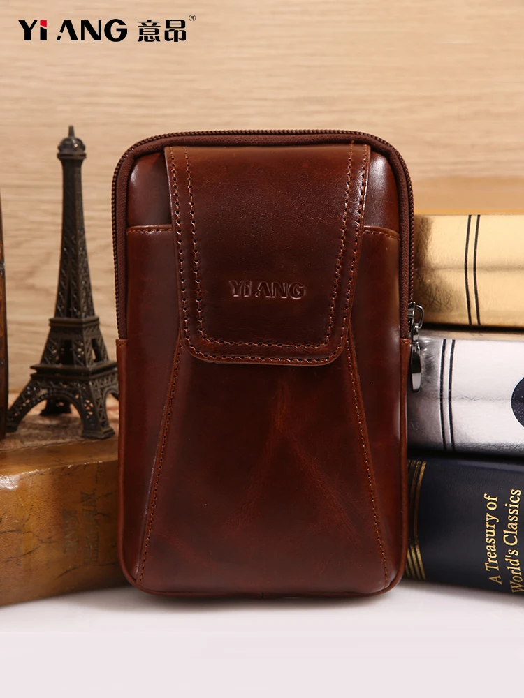 YIANG брендовая мужская сумка из яловой кожи маленький ремень/кожух чехол для