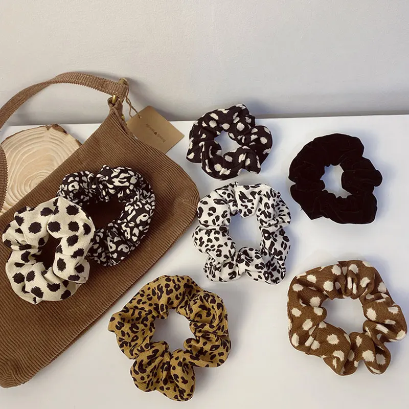 

Polka Dot Hair Tie Leopard Zebra Pattern Hair Rope Ponytail Hair Accessories Elastic Hair Bands Corduroy Scrunchies For Women