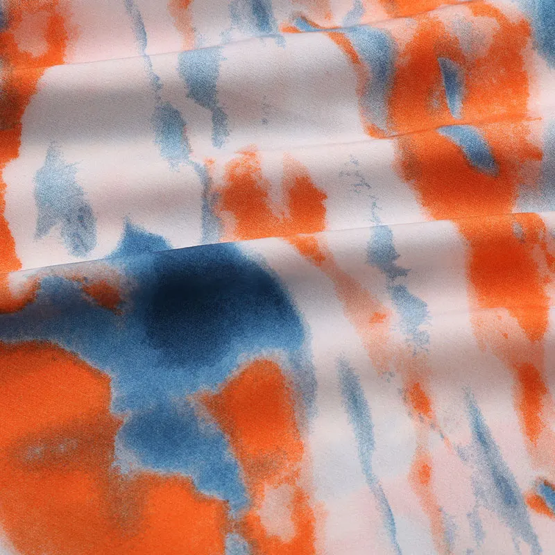 

2021 Spring Summer New Tie-dye Print Dress Women Casual V Neck Half Sleeve High Waist Button Bandage Dresses Ladies