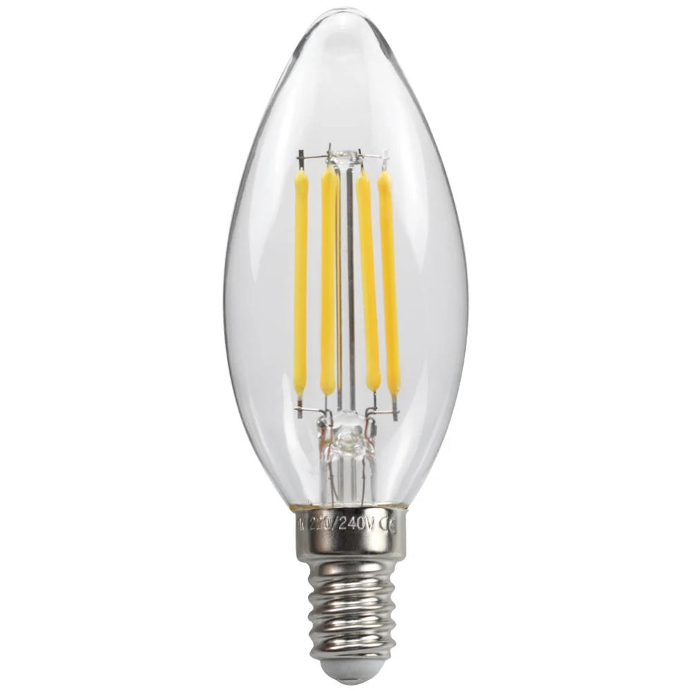 10 шт./упаковка лампочка свечи со светодиодными лампочками C35 4W 6W 110V 220V E12 E14 Edison с