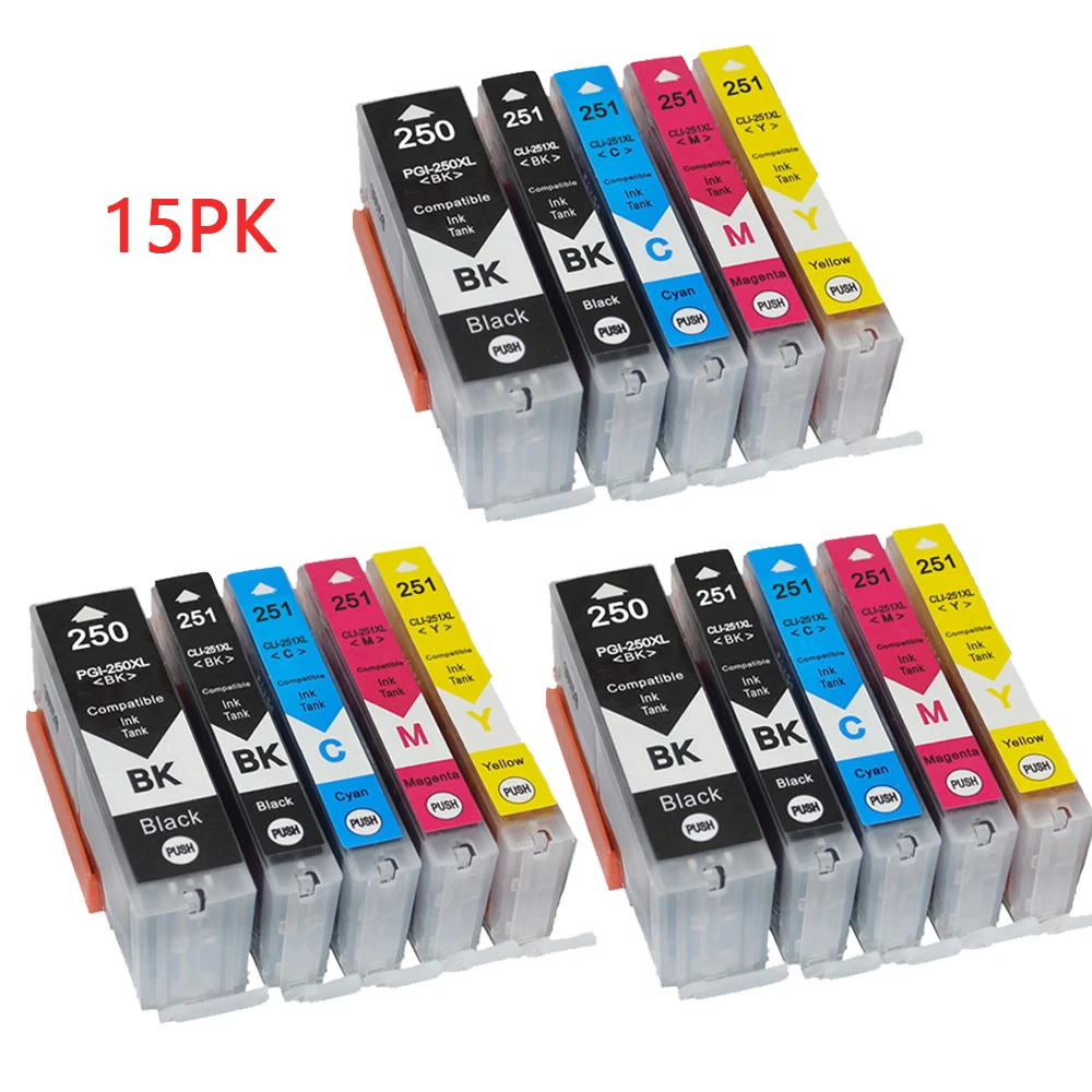 15PK PGI250 PGI-250 CLI-251 for Canon PIxma MG6620 MX922 MG5620 MG5420 MG6320 MG6420 MG7520 MG5520 iP7220 ink cartridge | Компьютеры и