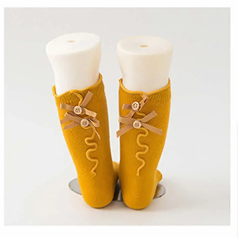 Весенне-осенние новые хлопковые носки детские для маленьких девочек с бантом