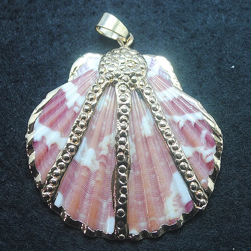 1 шт. подвески из натуральной ракушки перламутровые с позолоченными шармами