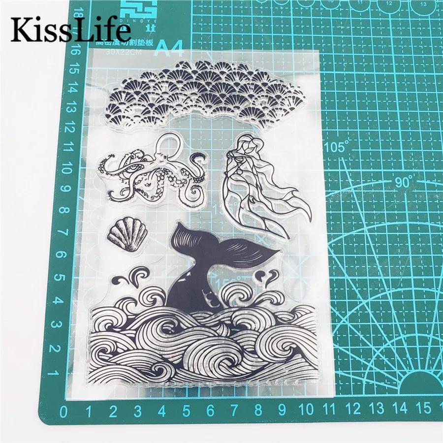 1 Sheet Beautiful Fish Tail Octopus Angel Clear Rubber Stamps for Scrapbooking Card Making Christmas Album Decors | Дом и сад