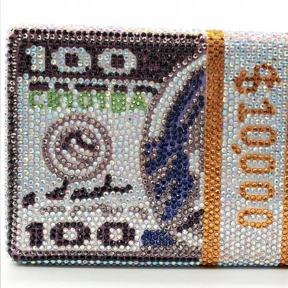 Новые сумки с кристаллами для денег долларов США Роскошные вечерние