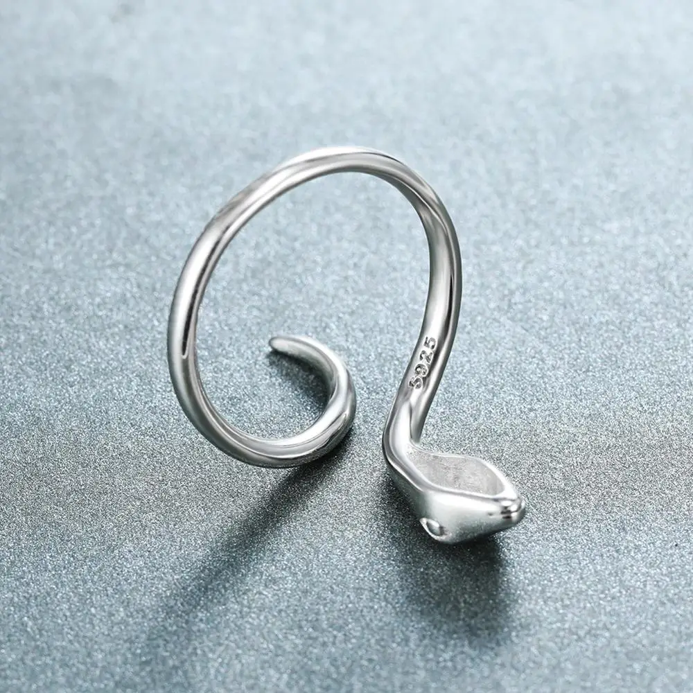 

Hip Hop Female Male Snake Animal Ring Real 100% 925 Sterling Silver Wedding Rings For Women Men Punk Thin Open Engagement Ring