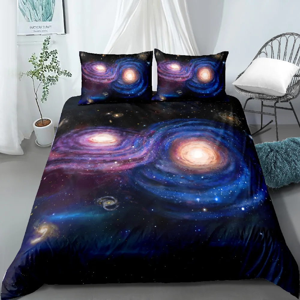 

Children Fashion HD Digital Print 3D Galaxy Bedding Sets Duvet Cover+ Pillowcase 2/3pcs single Queen King Bed set US EU AU size