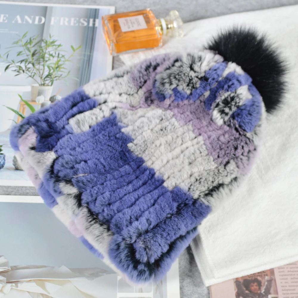 2020 Зимний Русский натуральный шапка из меха кролика Рекс женские на резинке