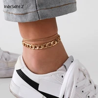 ingesight z 2pcsset rhinestone crystal anklets bracelets summer beach gold color anklets barefoot sandals on foot ankle jewelry