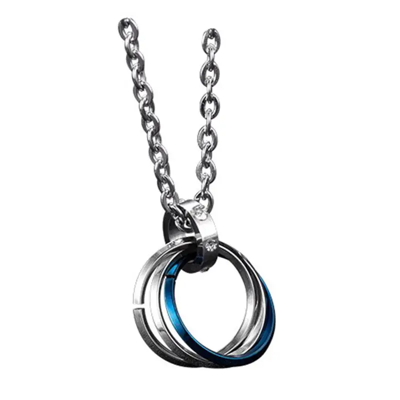 

XIAOBOACC Titanium Steel Ring Pendant Necklace Hiphop Style Korean Fashion Men's Halter Neck Chain Jewelry Wholesale