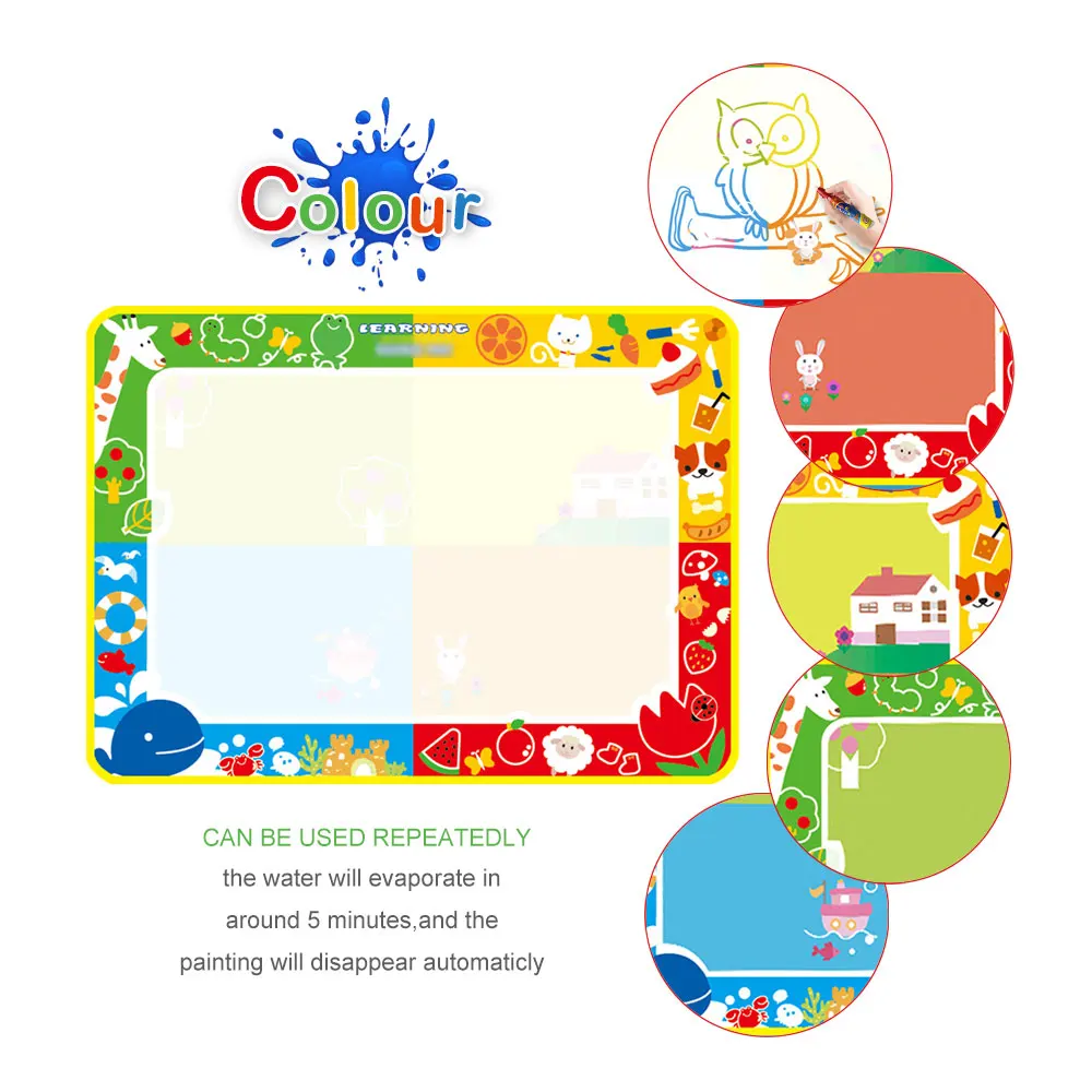 Большой размер детская волшебная доска для рисования водой каракули с 3 шт