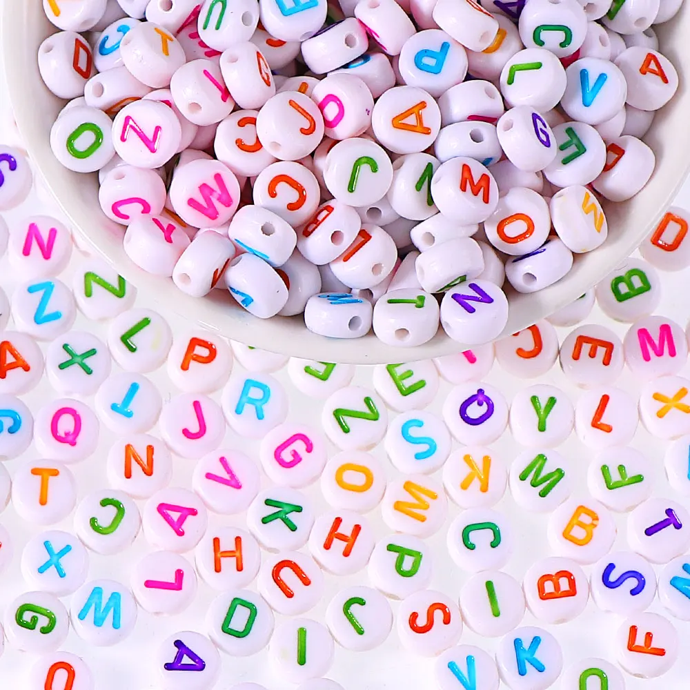 

100 шт. 7*4 мм цветные акриловые бусины-разделители, буквы, бусины, овальные буквы, бусины для ювелирных изделий, браслетов, ожерелий, аксессуар...