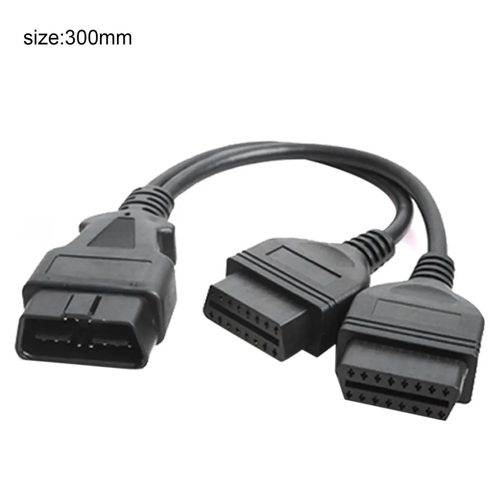30 см 16Pin OBD2 соединительный кабель Мужской к двойной Женский Y OBDII разветвитель