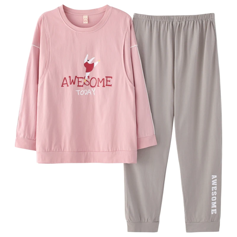 

100% Cotton Maternity Nursing Sleepwear Sets Sweet Cute Pants Pajamas Suits For Pregnant Women Casual Pregnancy Home Lounge Wear