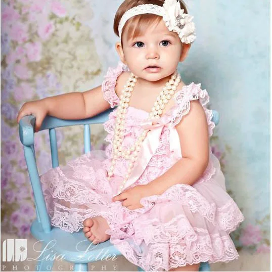 Карамельный цвет платье для девочек Одежда малышей с кружевными оборками