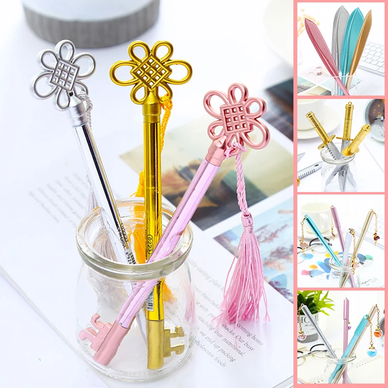 Смешанный набор креативных милых гелевых ручек Kawaii с черным котом емкость для