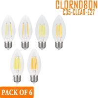 pack of 6 dimmable c35 led 2w 4w 6w 8w edison e26e27 vintage retro candle lamp 110v 220v filament bulbs decor incandescent