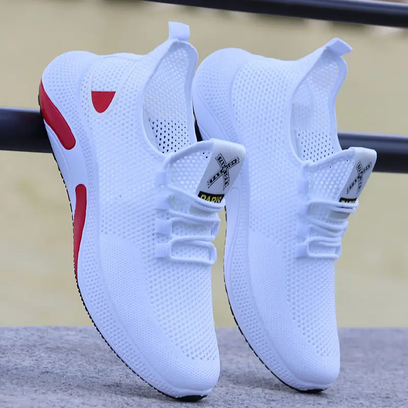 

Men's Shoes Summer Breathable Mesh Sneakers Men Running Casual Sports Shoes Hollow White Shoes 2021 New Tenis Masculino