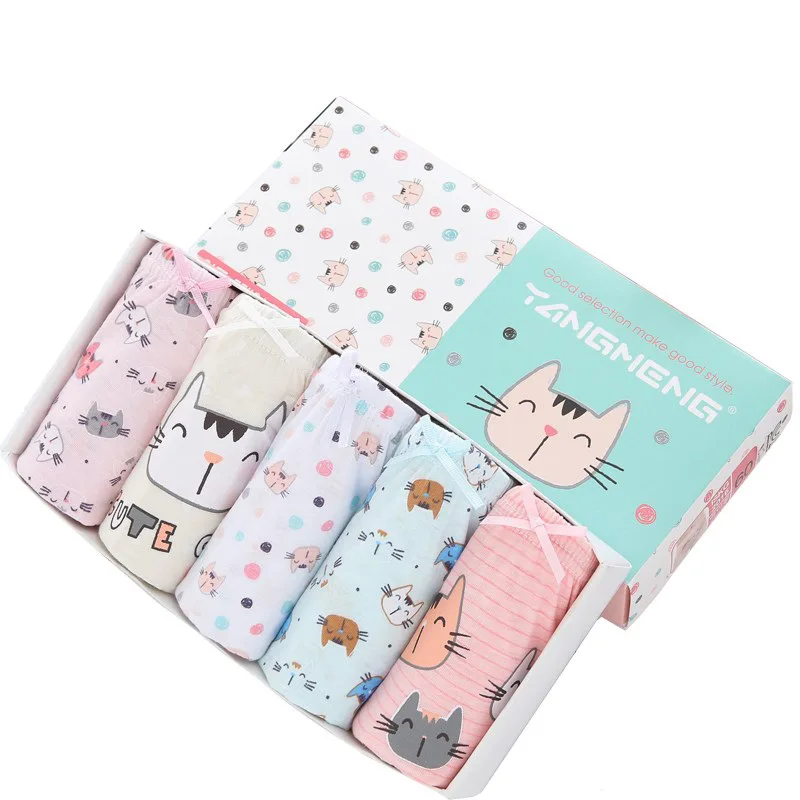 

5 Pieces/Lot New Children Underwear High Quality Cotton Girls Panties Cut Cat Printed Kids Briefs Child Soft toddler girl Pants