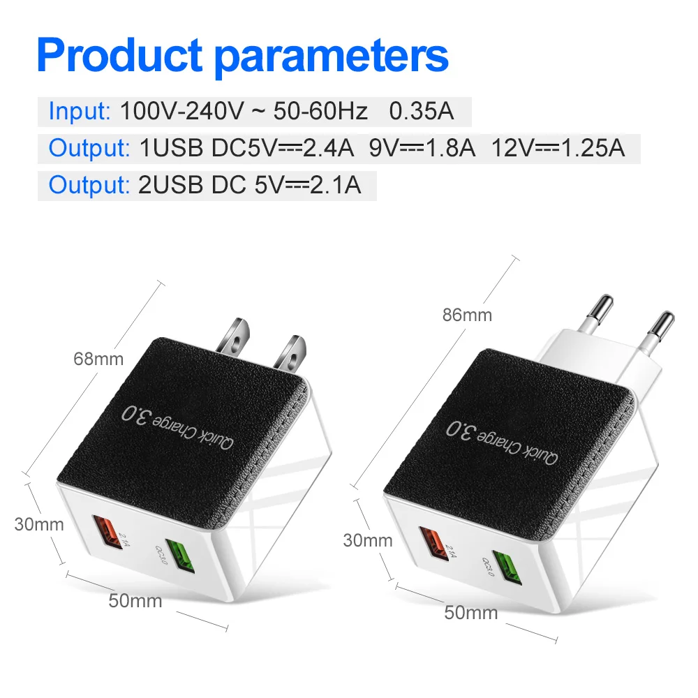 18 Вт USB зарядное устройство Быстрая зарядка 3 0 адаптер настенная вилка Qualcomm