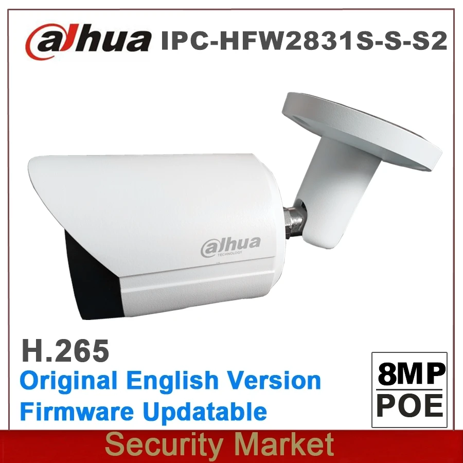 Оригинальная сетевая камера видеонаблюдения Dahua IPC HFW2831S S S2 8MP Lite IR POE H265 CCTV с