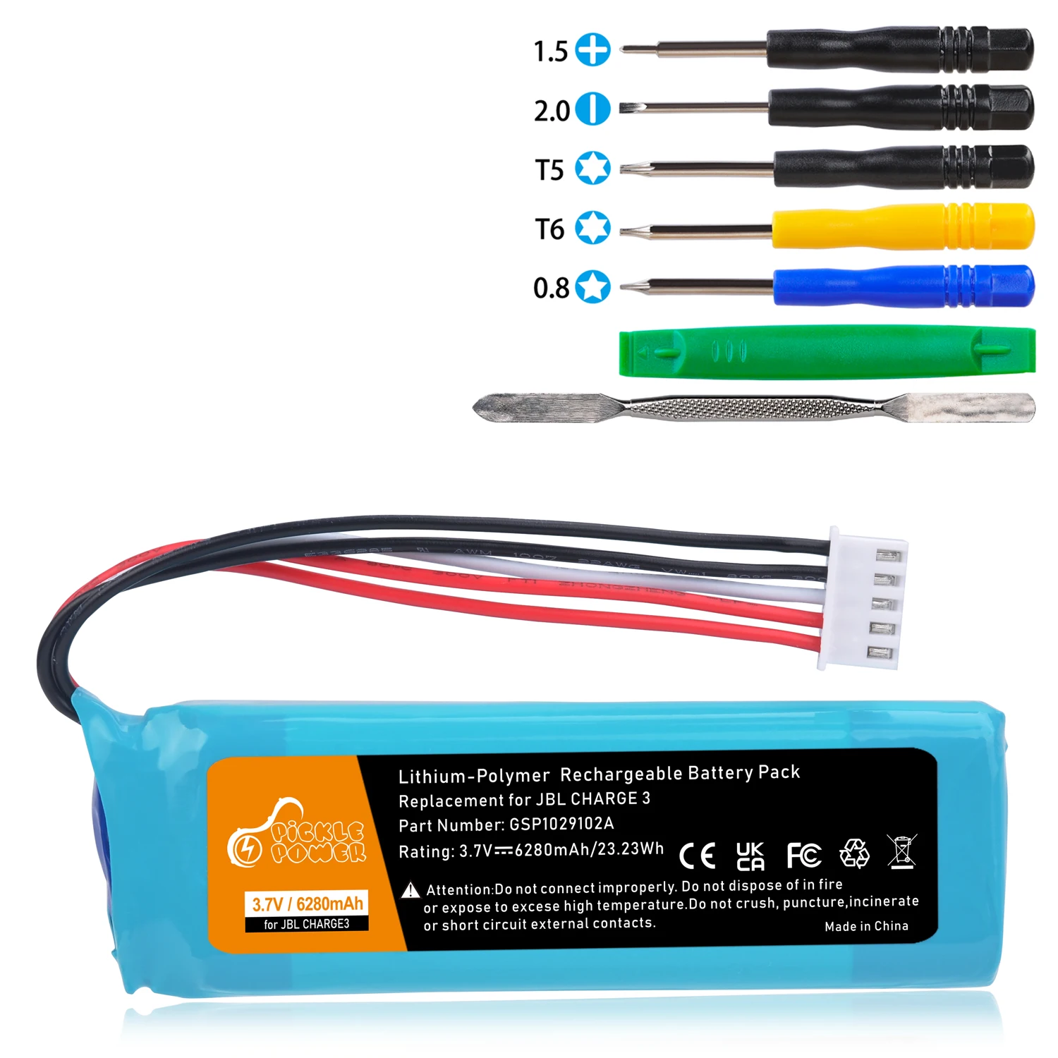 

High Capacity 6280mAh Battery Pack for JBL Charge 3 2016 Version GSP1029102A