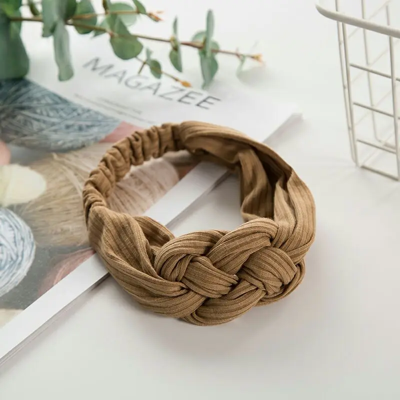 

Women Girls Hair Bands Wide Soft Knot Headbands Vintage Cross Weave Turban Bandage Bandanas Knitted HairBands Hair Accessories