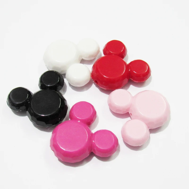 

Newest 38mm*35mm 50pcs/bag Faceted Acrylic Solid Mouse Beads For Fashion Necklace Design