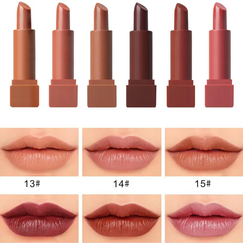 

Fashion Female Lipsticks Lip Gloss Set Nutritious Matte Non-Stick Glass Pumpkin Color Women Makeup Tools Set for Lips