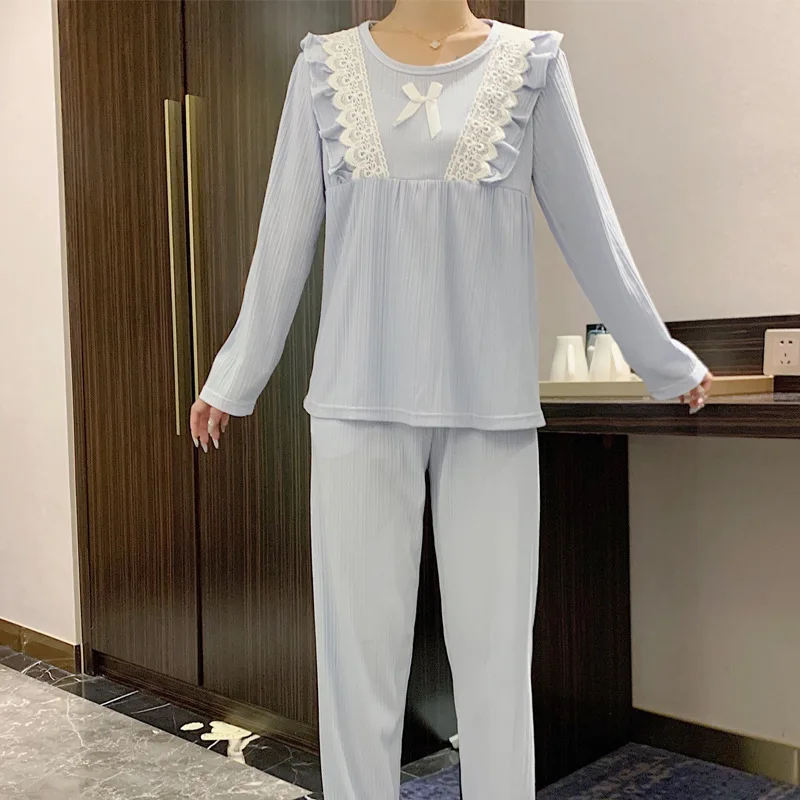 Women's Pajamas Autumn Sweet and Lovely Princess Style Korean Girl Long Sleeve Pull Frame Cotton Home Wear Set