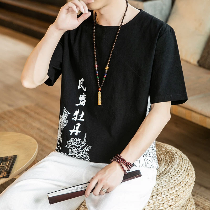 Японская футболка для мужчин повседневное кимоно в стиле Харадзюку модная