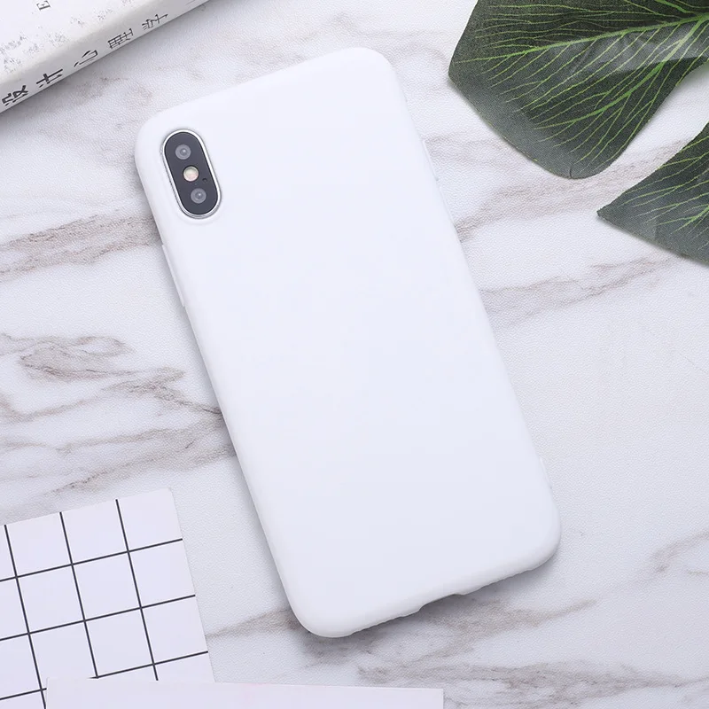 Модные мягкие матовые цветные Чехлы для Iphone 7 6 6s 8 Plus, однотонный матовый Силиконовый чехол для IPhone Xs Max Xr X, утолщенный чехол
