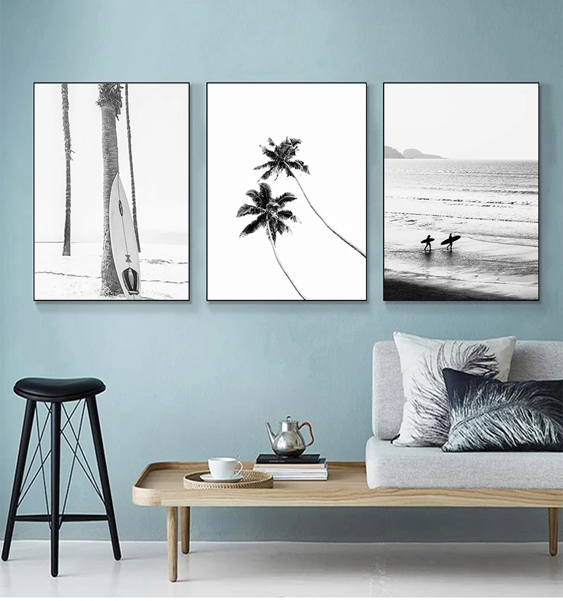 

Современные художественные Плакаты для серфинга, галерея, настенное художественное изображение, пляжный принт, декор океанской береговой ...