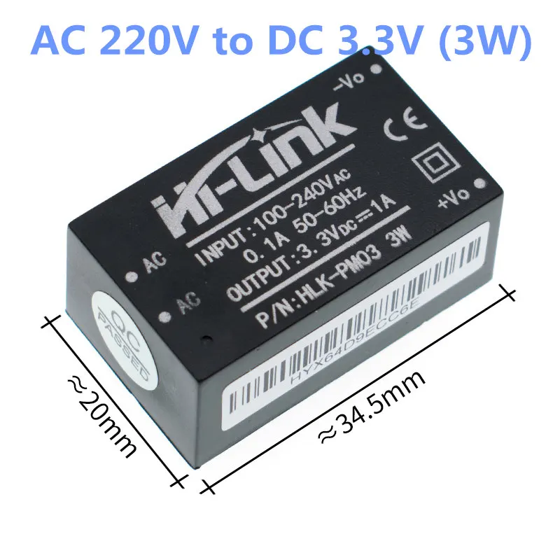 HLK-PM01 HLK-PM03 HLK-PM12 AC-DC 220V 5 V/3,3 V/12 V Мини модуля питания, интеллигентая(ый) бытовой выключатель питания модуль - Цвет: HLK-PM03 (3.3V 3W)