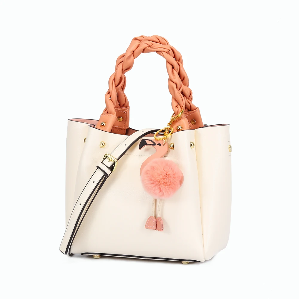 Женская сумка через плечо DASTINLY модная из натуральной кожи с помпоном фламинго