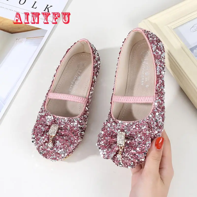 Ainyfu модные туфли для девочек принцессы Детские повседневные кожаные Весна Осень