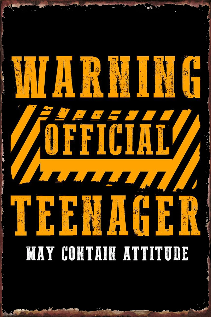 

Official Teenager Warning Metal Sign Tin Sign Tin Plates Wall Decor Room Decoration Retro Vintage For Home Club Man Cave Cafe
