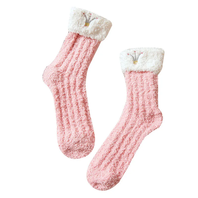 1 пара яркие однотонные мягкие женские пушистые носки|Носки| |