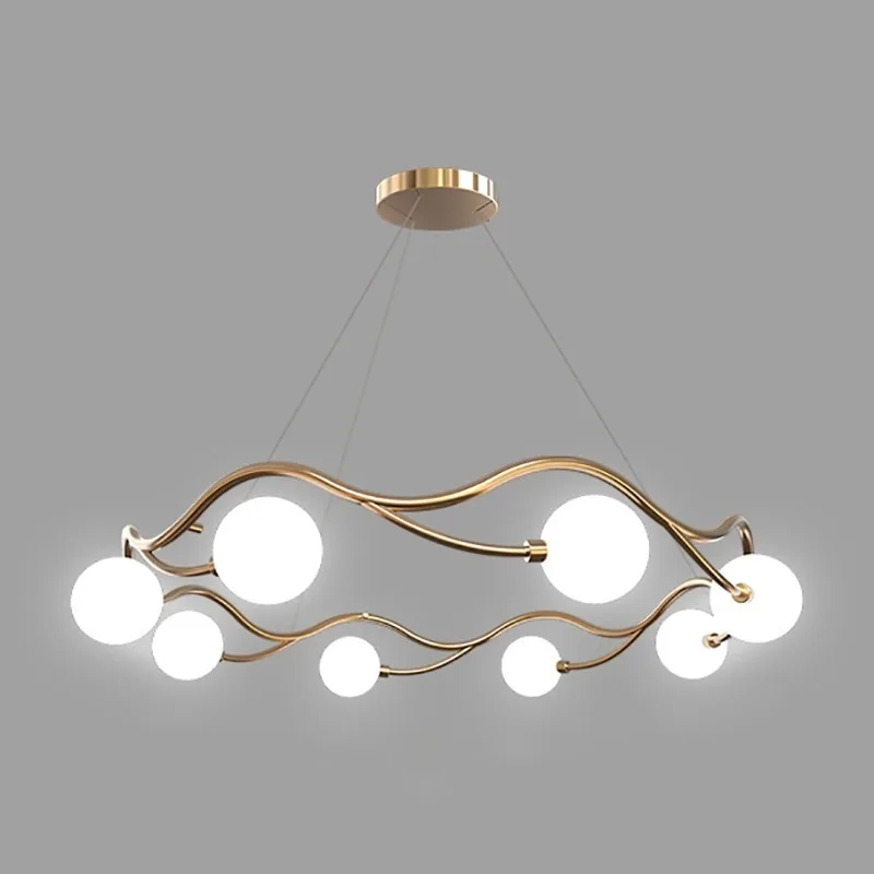 G9 Modern Simple LED Chandelier Lighting For Dining Living Room Bedroom Indoor Chandeliers Round Glass Ball Hanging Lamp Gold