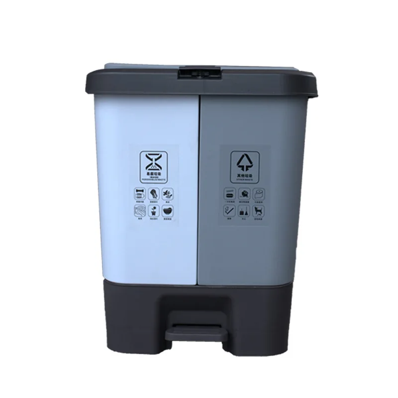 

Duplo-barril de lixo de classificacao lata de lixo cozinha do agregado familiar com tampa grande comercial ao ar livre molhado e