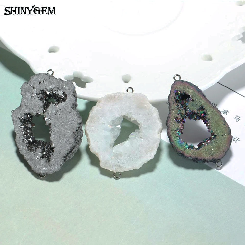 ShinyGem 5 шт. нестандартные натуральные Кристальные подвески необработанные жеоды