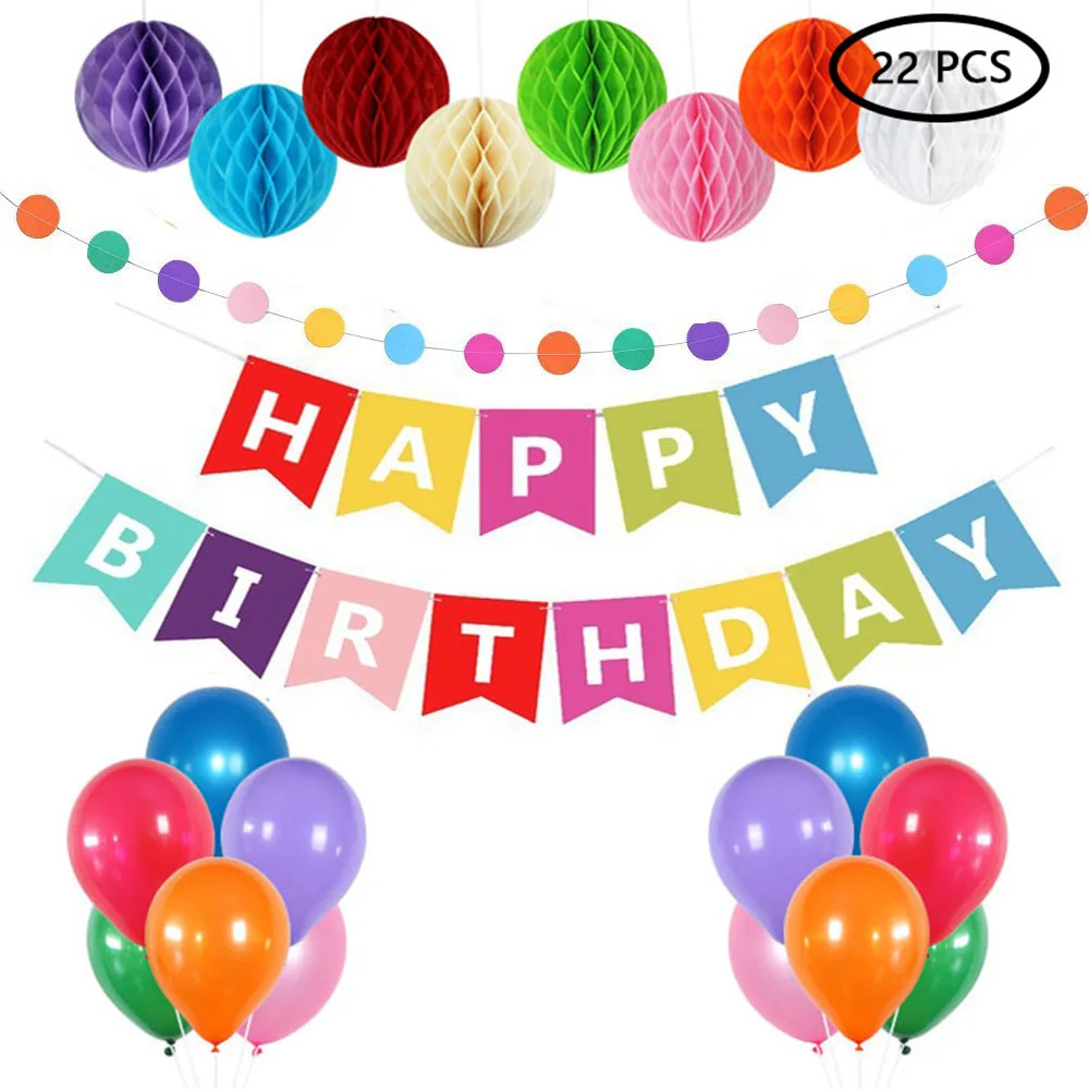 Бумага С Днем Рождения Баннеры Декорации для вечеринки детская гирлянда
