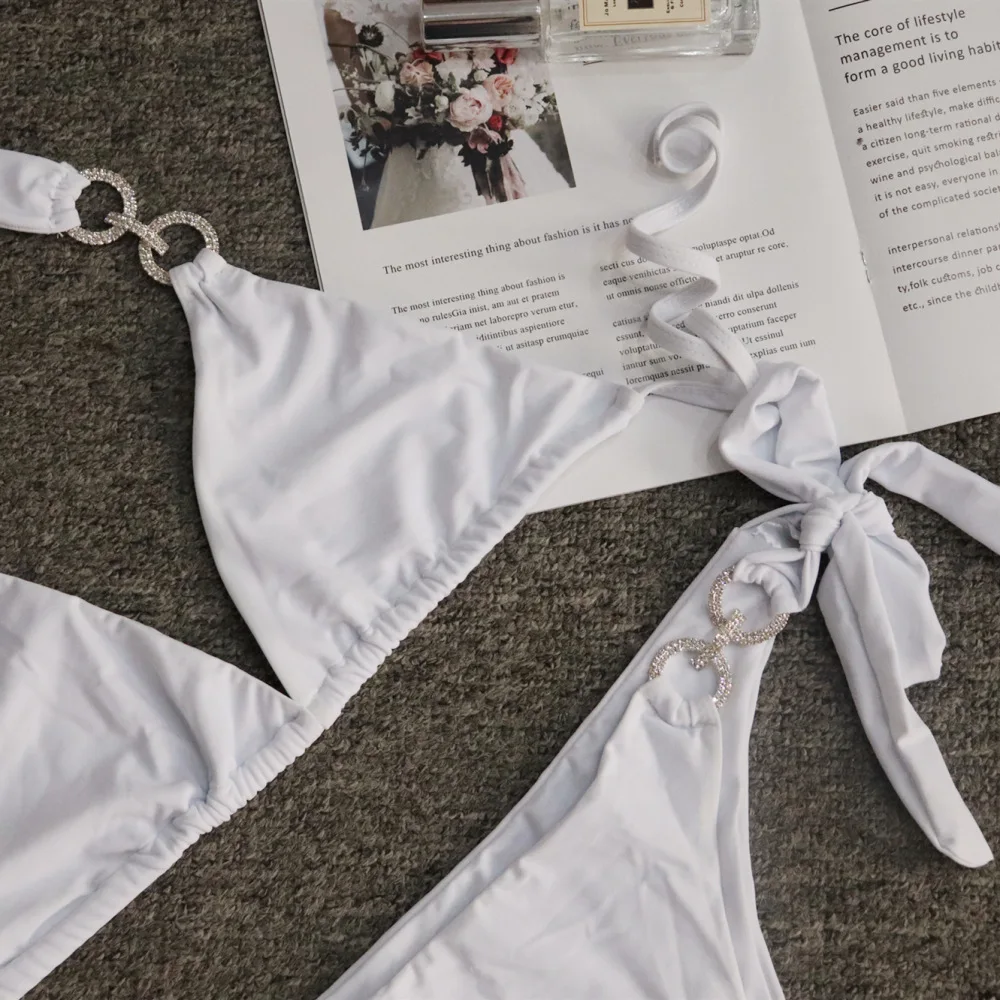 Bikini2019 купальник с кристаллами, женский купальник, открытые бикини, бразильские стразы, пляжная одежда, пуш-ап бикини, Бандажное бикини