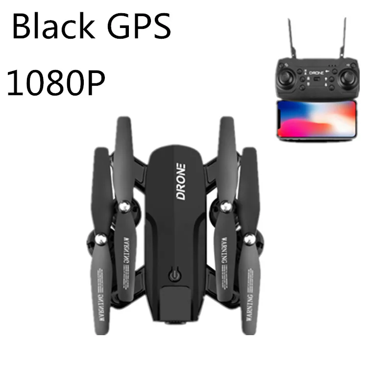 Blak-1080P-GPS Дрон FN R2 двойная камера HD/gps Дрон 4k WiFi fpv Квадрокоптер оптический поток hover Дрон с камерой Радиоуправляемый вертолет Дрон 4k - Цвет: Blak-1080P-GPS